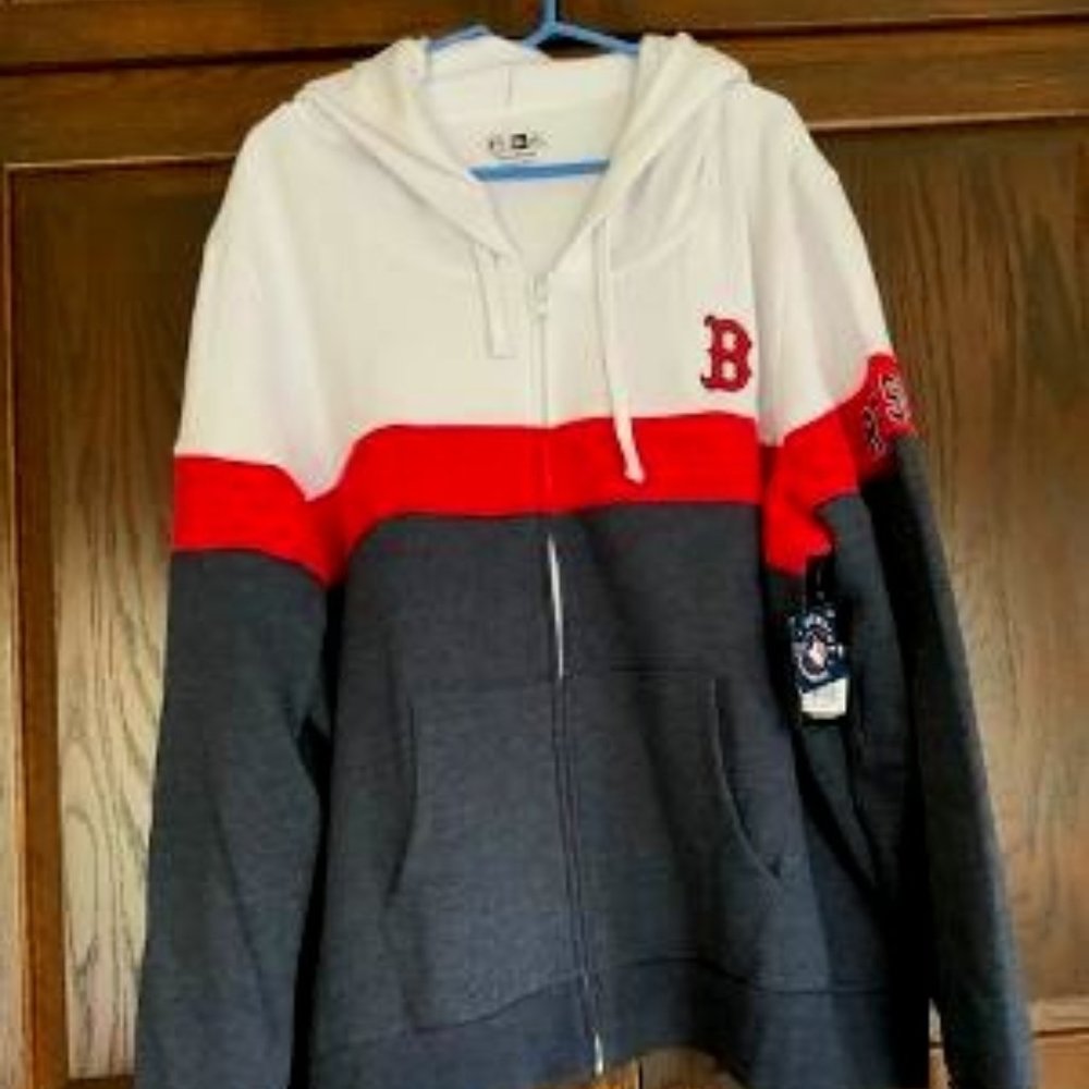 Boston Red Sox 3x Plus Size Color Block Full-Zip Hoodie - Heathered - NWT